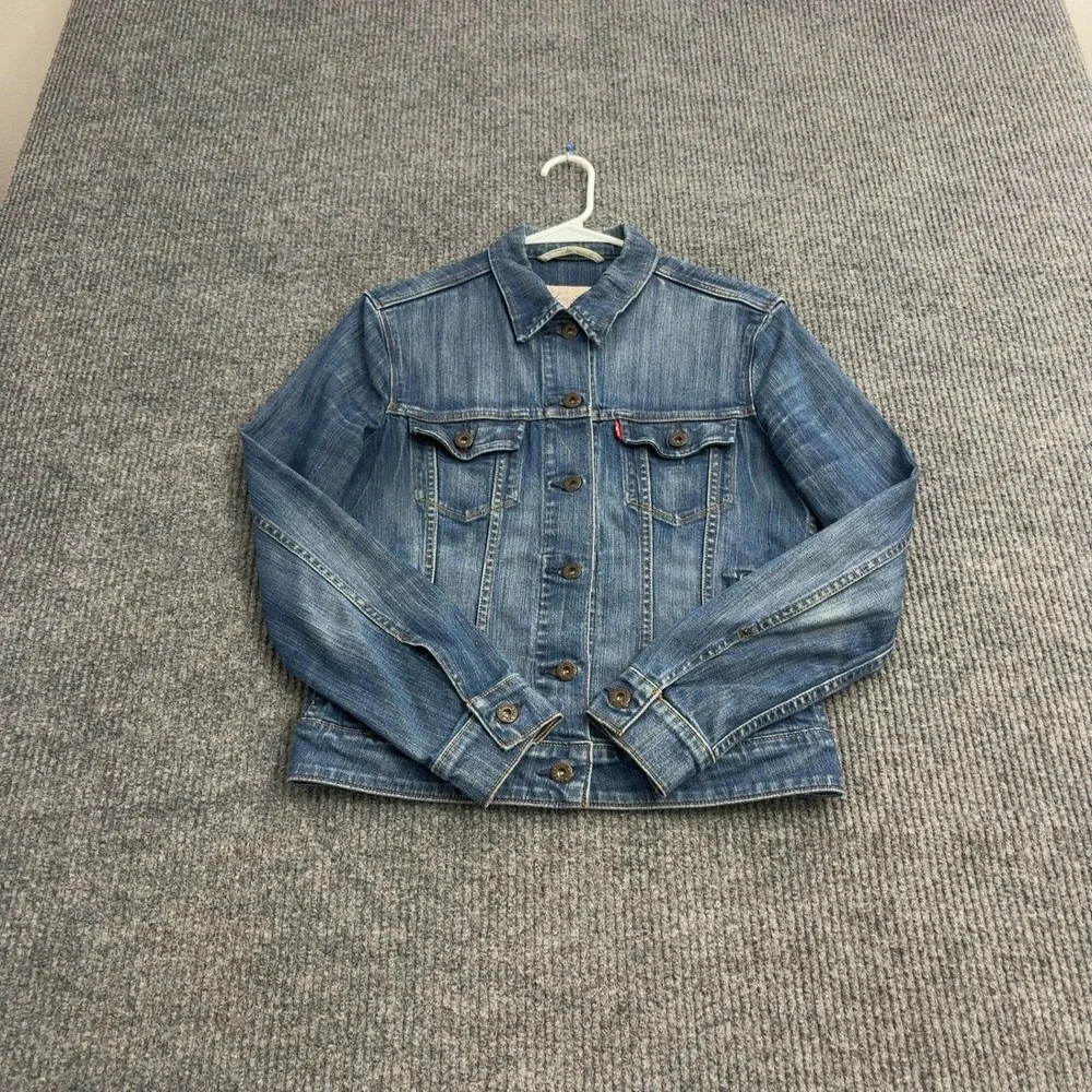 Levi's Denim Jacket Womens S Blue Cotton Blend‎ Stretch Trucker Classic Style